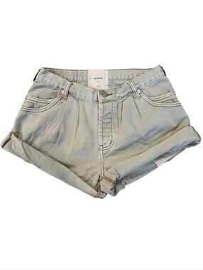 One Teaspoon Faded Army Green Pleated Roll Cuff Shorts Size 24 High Rise Slouchy